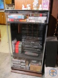 Glass stereo cabinet and contents: