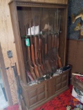 Wood gun cabinet, 12-slots with under storage, 43
