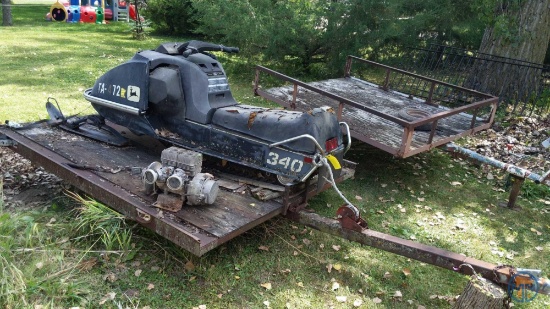 John Deere 340 JDX4 Snowmobile and 96" x 71" Trailer - Unlicensed