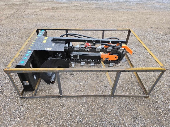NEW/UNUSED 2024 Mower King ECSSCT72 Hydraulic Trencher Skid Steer Attachment