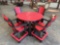 48 In Round Patio Table with Ice Bowl and (4) 22 In Fan Back Patio Chairs