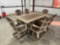 39 In x 6 Ft Fire Pit Table with 6 Fan Back Patio Chairs