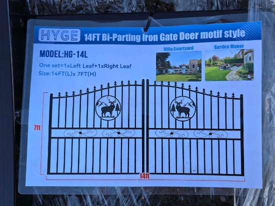 NEW/UNUSED 14 FT Bi-Parting Iron Gate