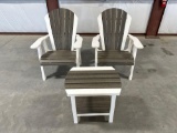 (2) Stationery Chairs with End Table