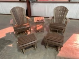 (2) Fan Back Swivel Gliders with End Table