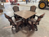 39 In x 42 In Dining Table with 4 Fan Black Swivel Glide Dining Chairs