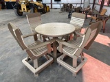 42 In Round Patio Table with 4 Plain Back Patio Chairs