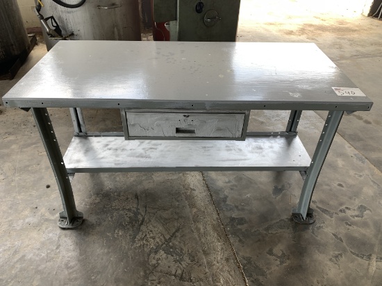 28' x 60" Metal Shop Table with Drawer