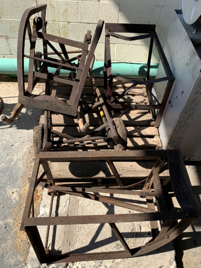 3 Barrel Racks & 2 Pair of Hand Trucks