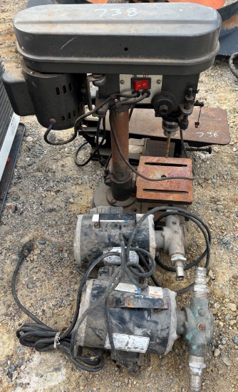 Mixed lot: (2)utility pumps/drill press/scroll saw
