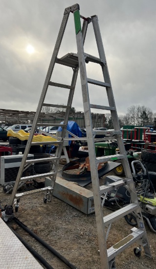 Aluminum Double 8ft ladder on wheels