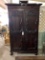 WOOD CABINET WITH CARVED PANEL DOORS