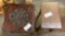 CARVED WOOD TABLE & WOOD STOOL
