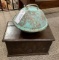 COPPER POT & WOOD BOX