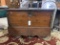 WOOD TRUNK WITH METAL CORNERS & HANDLES