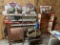 MIXED LOT OF DISPLAY SHELVES, WOOD CHICKENS, ETC