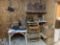 MIXED LOT OF  WICKER TABLE, LAMPS, ETC