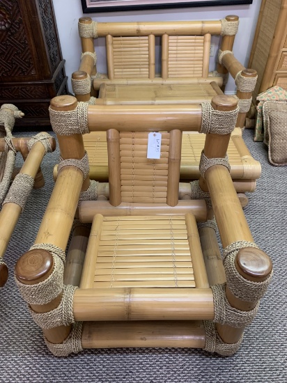 BAMBOO CHAIR, LOVESEAT & FOOT STOOLS