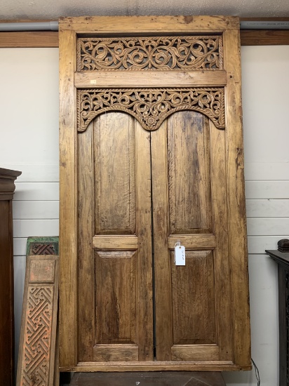 CARVED WOOD CASED BOUBLE DOORS