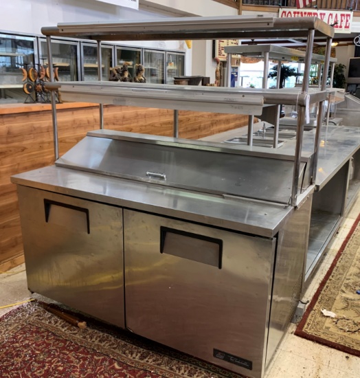 TRUE STAINLESS COOLER PREP BAR W 2 TOP SHELVES