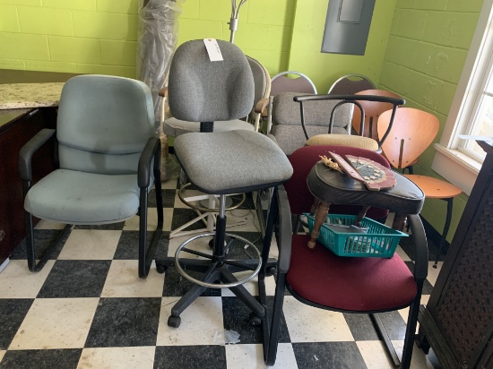 MIXED LOT OF CHAIRS, STOOLS, ETC