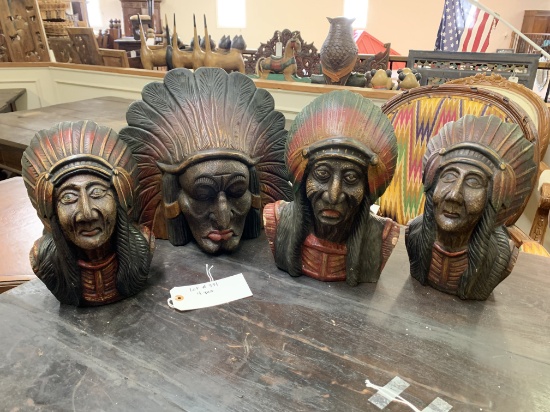 LOT OF 4 WOOD NATIVE AMERICANS