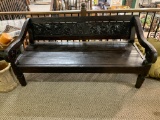 CARVED WOOD BENCH