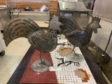 2 METAL ART ROOSTERS