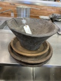 WOOD BOWL  & 3 WOOD TRAYS