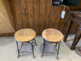 2 WOOD & METAL PARLOR CHAIRS