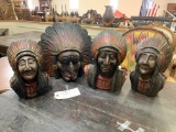 LOT OF 4 WOOD NATIVE AMERICANS