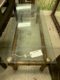 BAMBOO COFFEE TABLE W GLASS TOP