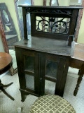 CHOCOLATE CABINET & 2 STOOLS