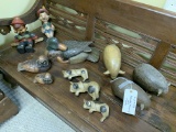 LOT OF WOOD CARVED ANIMALS APPOX 11 PCS