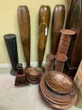 MIXED LOT OF CANDLE HOLDERS, BOWLS, ETC
