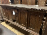 WOOD CABINET WITH CARVED PANEL DOORS & BUFFET