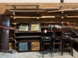 MIXED LOT OF WOOD DISPLAY SHELVES, PAINTNING, ETC