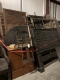 MIXED LOT OF WOOD PANELS, KING BED PARTS, ETC