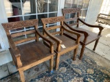 3 WOOD ARMED CHAIRS