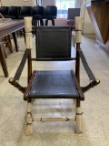 MODERN LEATHER & WOOD FOLDING CHAIR