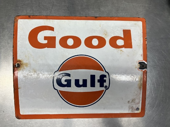 Porcelain Gulf Sign 11.5" x 8.5"