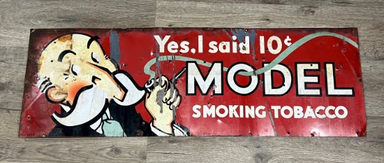 Metal Model Smoking Tobacco Sign 34" x 11.5"