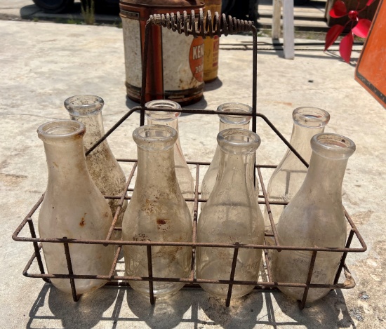 8 Milk Bottles with Carrier (1 Biltmore Bottle)