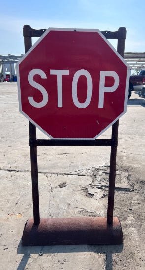 Stop Sign in Metal Stand