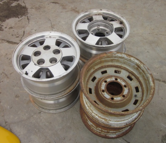 Mixed Lot - (4) 5 Lug Wheels - (2) Steel Wheels