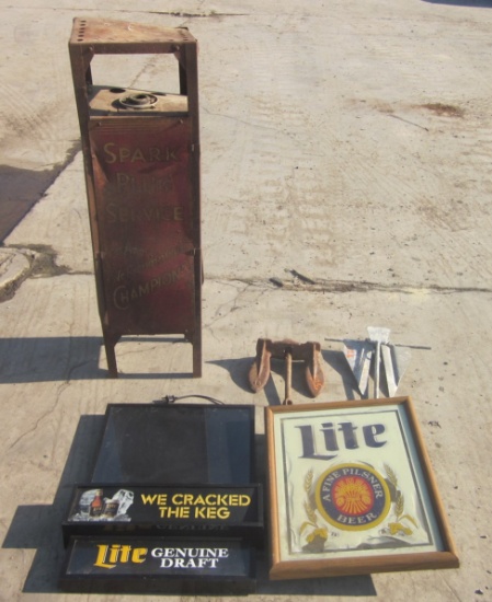 Mixed Lot - 2 Lite Signs, 2 Anchors, Metal Shelf