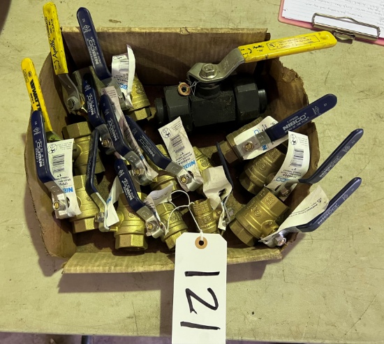 (13) Assorted 1" & 3/4" Brass Ball Valves