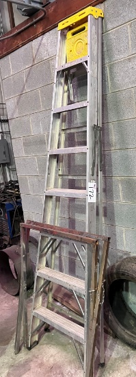 Mixed Lot: 8ft Werner Ladder/Metal Rack