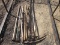 Misc Yard Tools - 3 Sling Blades, 4 Hoes
