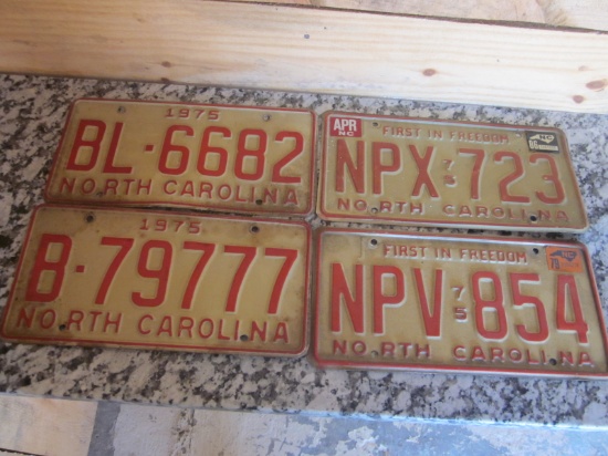 Lot of 4- 1975 NC Vehicle Tags